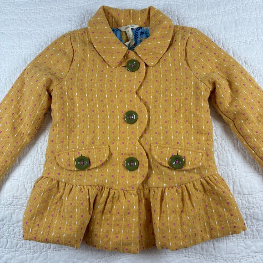 Matilda Jane Going Easy Jacket Yellow Pink Dobby Dot Peplum Coat Girls Size 6